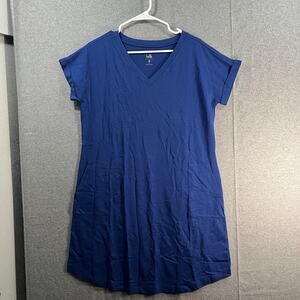 Belle by Kim Gravel Knit V Neck Tshirt Dress With Pockets Nautical Navy, Medium